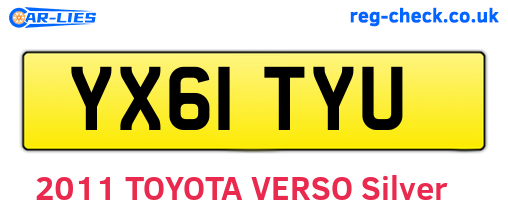 YX61TYU are the vehicle registration plates.