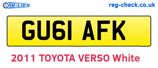 GU61AFK are the vehicle registration plates.