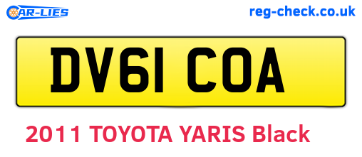DV61COA are the vehicle registration plates.