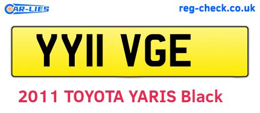 YY11VGE are the vehicle registration plates.