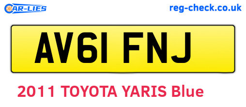 AV61FNJ are the vehicle registration plates.