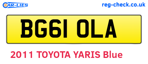 BG61OLA are the vehicle registration plates.