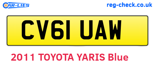 CV61UAW are the vehicle registration plates.