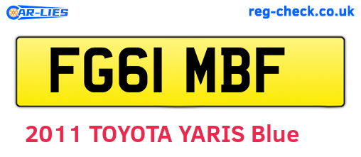FG61MBF are the vehicle registration plates.