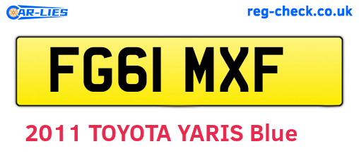 FG61MXF are the vehicle registration plates.