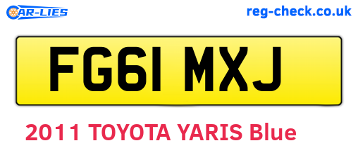 FG61MXJ are the vehicle registration plates.