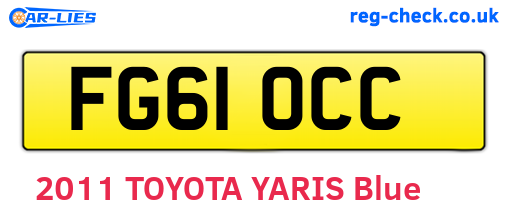 FG61OCC are the vehicle registration plates.