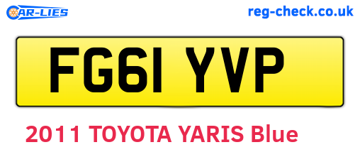 FG61YVP are the vehicle registration plates.