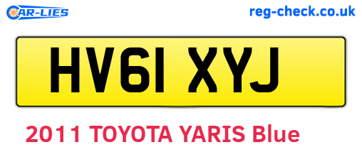 HV61XYJ are the vehicle registration plates.