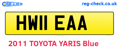 HW11EAA are the vehicle registration plates.