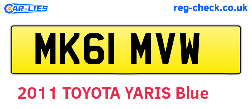 MK61MVW are the vehicle registration plates.