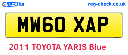 MW60XAP are the vehicle registration plates.