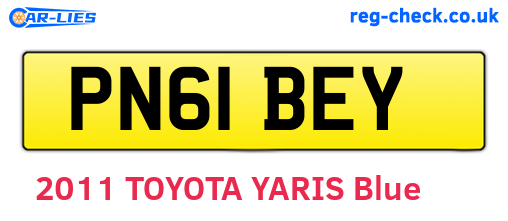 PN61BEY are the vehicle registration plates.