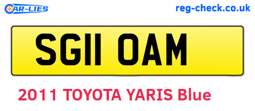SG11OAM are the vehicle registration plates.