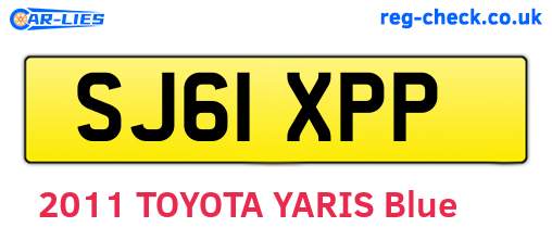 SJ61XPP are the vehicle registration plates.