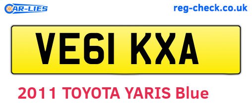 VE61KXA are the vehicle registration plates.