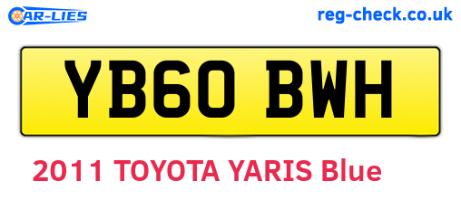 YB60BWH are the vehicle registration plates.