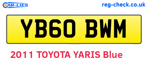 YB60BWM are the vehicle registration plates.