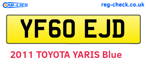 YF60EJD are the vehicle registration plates.