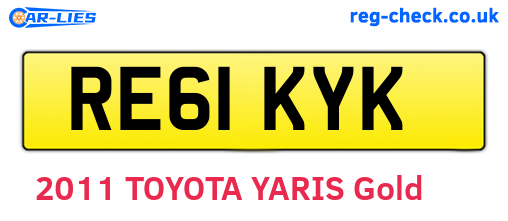 RE61KYK are the vehicle registration plates.