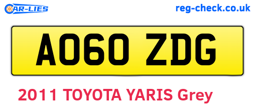 AO60ZDG are the vehicle registration plates.