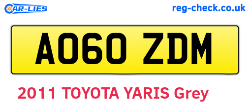 AO60ZDM are the vehicle registration plates.