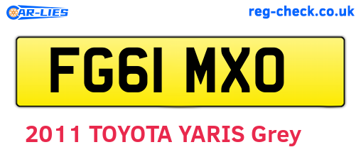 FG61MXO are the vehicle registration plates.