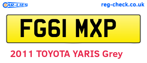 FG61MXP are the vehicle registration plates.