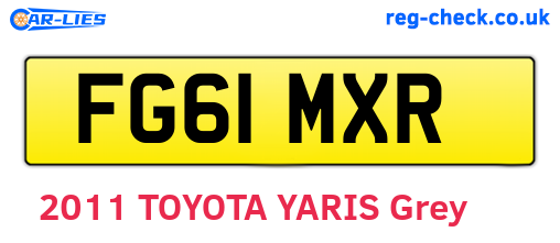 FG61MXR are the vehicle registration plates.