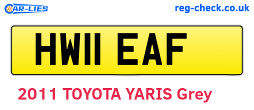 HW11EAF are the vehicle registration plates.
