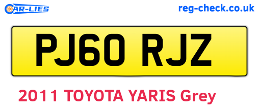 PJ60RJZ are the vehicle registration plates.