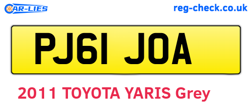 PJ61JOA are the vehicle registration plates.