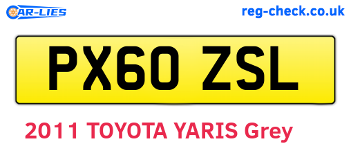 PX60ZSL are the vehicle registration plates.
