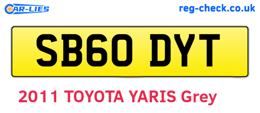 SB60DYT are the vehicle registration plates.