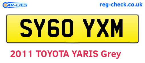 SY60YXM are the vehicle registration plates.