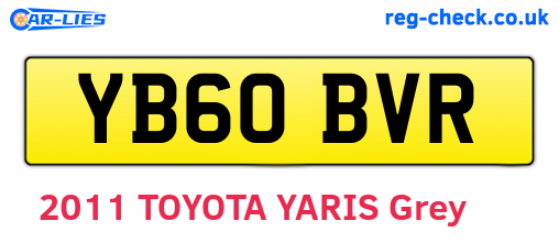YB60BVR are the vehicle registration plates.