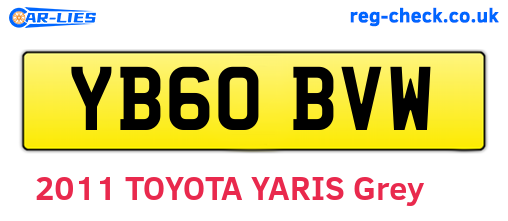 YB60BVW are the vehicle registration plates.