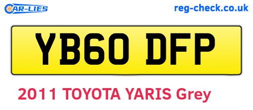 YB60DFP are the vehicle registration plates.