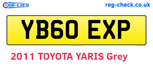 YB60EXP are the vehicle registration plates.