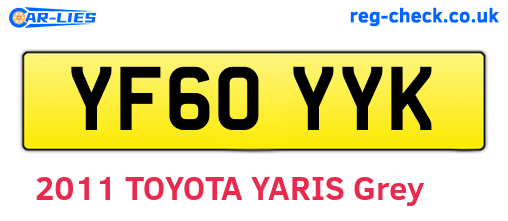YF60YYK are the vehicle registration plates.