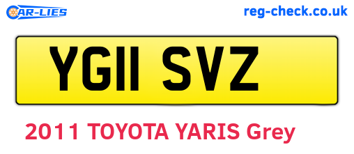YG11SVZ are the vehicle registration plates.