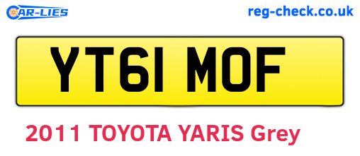 YT61MOF are the vehicle registration plates.