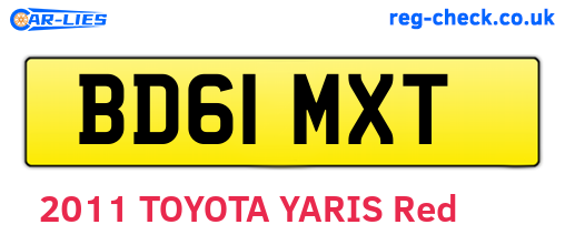 BD61MXT are the vehicle registration plates.