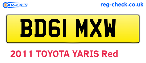 BD61MXW are the vehicle registration plates.