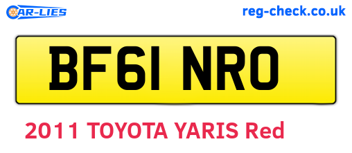 BF61NRO are the vehicle registration plates.