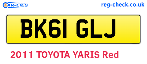 BK61GLJ are the vehicle registration plates.