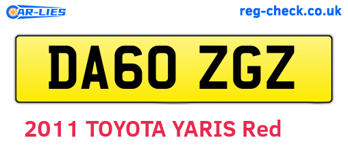 DA60ZGZ are the vehicle registration plates.
