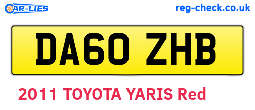 DA60ZHB are the vehicle registration plates.