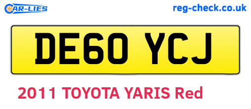 DE60YCJ are the vehicle registration plates.