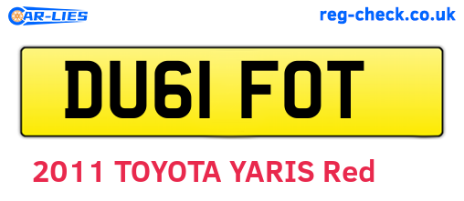 DU61FOT are the vehicle registration plates.